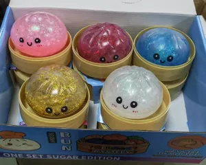 Set completo di giocattoli squishy bun glitterati edizione zucchero in mini vaporiere