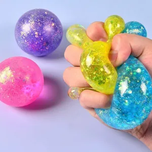 6cm Colorful glitter stress relief squeeze ball for effective sensory hand therapy
