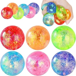 6cm colorful glitter maltose stress relief balls, soft squeeze sensory toy for kids.