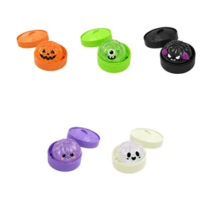 Cinque giocattoli antistress Baozi glitterati di Halloween in mini vaporiere colorate