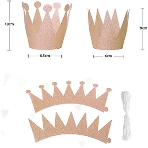 Cappelli da festa a corona con glitter oro rosa con misure dettagliate e complete