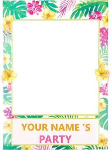 Nahaufnahme eines hawaiianischen DIY-Fotorahmens aus Papier mit tropischen Blumen