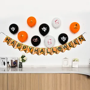Halloween Party Deko Set mit Happy Halloween Banner und thematischen Latexballons