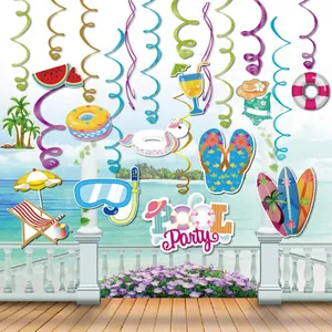 Decorazioni a Spirale Appese per Feste in Piscina Estive in PVC Carta Tropicale per Giardino Esterno Interno Compleanno
