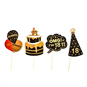 Dekorative Foto-Requisiten zum 18. Geburtstag mit Goldglitzer und schwarzen Themen