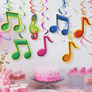 Decoraciones colgantes de notas musicales y remolinos de techo para fiesta temática musical