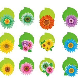 Vibrant selection of stylized daisy and sunflower paper cutouts for party decor