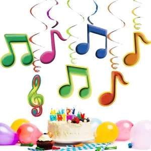Set de decoraciones colgantes en espiral con notas musicales para fiestas temáticas