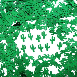 Mexican Theme Cactus Shape PVC Confetti Green Glitter Table Scatter For Birthday Party Desert Scene Decoration Layout Props