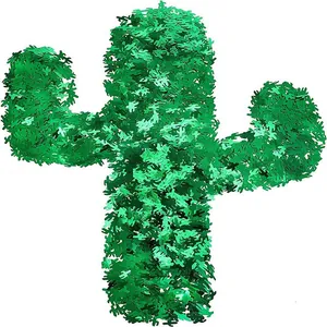 Shiny green PVC cactus confetti pieces for desert themed birthday party table decor
