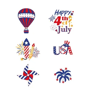 US Independence Day decorative paper cutouts set in patriotic red white and blue