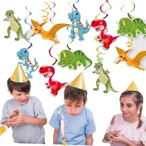 Decoraciones de espirales colgantes para fiesta de dinosaurios de dibujos