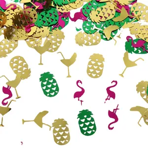 Colorful Hawaiian pineapple flamingo cocktail confetti for beach party table decorations