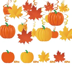 Lot de 30 décorations suspendues thème automne avec citrouilles et feuilles d'érable