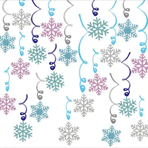 Decoraciones colgantes de espiral de copo de nieve con purpurina para Navidad y fiestas