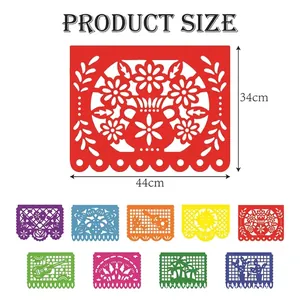 Dimensions des bannières papel picado mexicaines colorées pour décoration