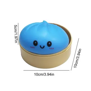 Dimensioni dettagliate dello squishy a forma di panino blu sorridente