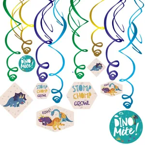Vivaci decorazioni a spirale in PVC a tema dinosauro per feste di compleanno bambini