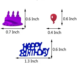 Détail des confettis de fête en PVC avec étiquettes de mesure précises de 0,6 pouce