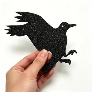 Sparkling black glitter Halloween crow hanging decoration for party scene props and decor