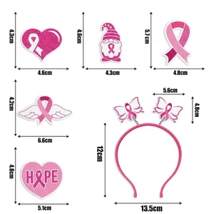 Gedetailleerde afmetingen voor de roze lint borstkankerbewustzijn hoofdband en set