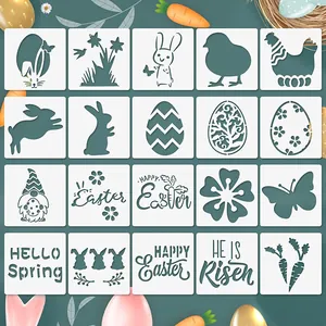 Pochoirs de Peinture de Lapin Oeuf de Pâques Modèle Dessin Creux DIY pour Enfants Art Meubles Décor de Fête