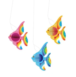 Décorations de poissons tropicaux en papier alvéolé coloré avec nageoires arc-en-ciel