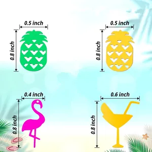 Maße für Hawaii-Thema PVC-Konfetti mit Ananas Flamingo und Cocktail-Gläser Formen