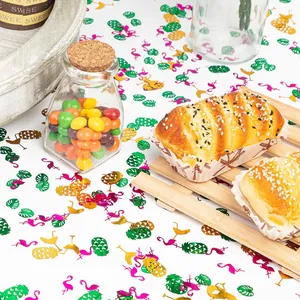 Bunte tropische Flamingo und Ananas Konfetti für eine sommerliche Party Tischdeko