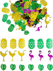 Buntes Hawaii-Themen-PVC-Konfetti-Set mit Ananas, Flamingo und Cocktailglas-Formen