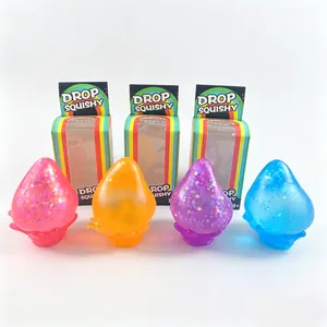 Juguetes blandos de gotas de agua con purpurina en cuatro colores vibrantes