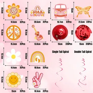 Ρετρό διακόσμηση πάρτι χίπις δεκαετίας '60 '70 με λουλούδια και ουράνια τόξα