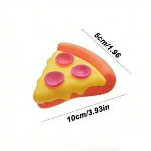 Detailed view of pizza squishy toy showing dimensions 10cm and 5cm on white background