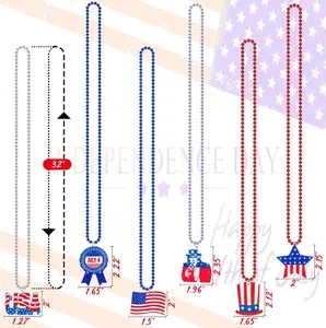 Dimensiones detalladas para el set de collar de cuentas de plástico Independence Day