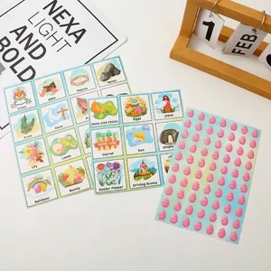 Kleurrijke Pasen Bingo kaarten set met cartoon konijn en ei stickers voor het feest
