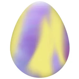 Detailed view of egg-shaped stress relief toy with purple and yellow marble pattern