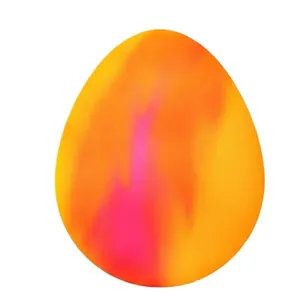 Close-up of egg-shaped maltose squishy stress relief toy with vibrant orange marble pattern