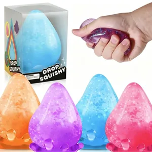 Jouet Sensoriel Squishy au Maltose en Forme de Goutte d'Eau Anti-Stress Avec Paillettes Texture de Rêve pour Adultes et Enfants