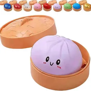 Giocattolo antistress Baozi colorato con simpatiche espressioni in mini piroscafi