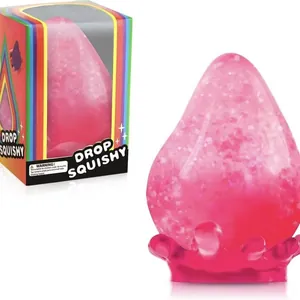 Jouet sensoriel squishy goutte rose pailletée avec remplissage maltose