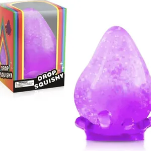 Jouet squishy en forme de goutte d'eau violette pour le soulagement du stress.