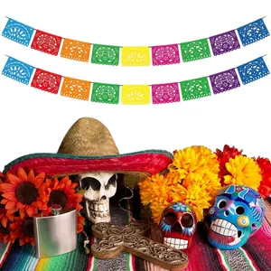 Bannières mexicaines colorées Papel Picado pour décorations de fête du Jour des Morts