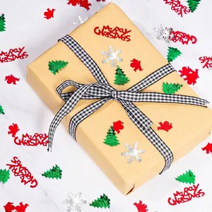Feestelijke kerst PVC pailletten met kerstman en sneeuwvlokken voor tafeldecoratie.