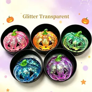 Halloween Pumpkin Head Glitter Squishy Toy Stress Relief Decompression Jack-o'-lantern Printed Sensory Toy For Party Gift