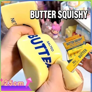Slow Rising Simulated Butter Stick Squishy Toy Soft Squeezable Food Simulation Stress Relief Sensory Toy For Kids Adults Printed Butter Stick Toy
