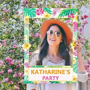 Tropischer Hawaii DIY Foto-Requisite Rahmen mit Hibiskusblüten perfekt für Partyfotos