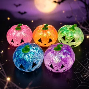 Juguetes blandos de calabaza de Halloween de colores con purpurina para aliviar el estrés