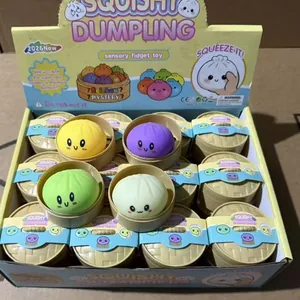 Set of colorful squishy dumpling sensory fidget toys in a retail display box.