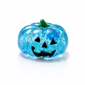 Juguete squishy de calabaza de Halloween azul brillante translúcido para aliviar el estrés