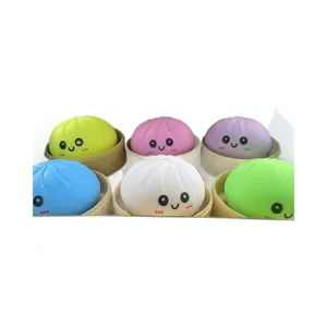 Lot de 6 jouets squishy baozi colorés et mignons pour soulager le stress au quotidien